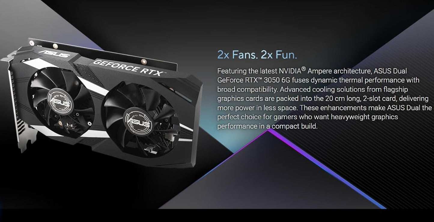 ASUS Dual GeForce RTX 3050 OC 6GB GDDR6 Graphics Card
