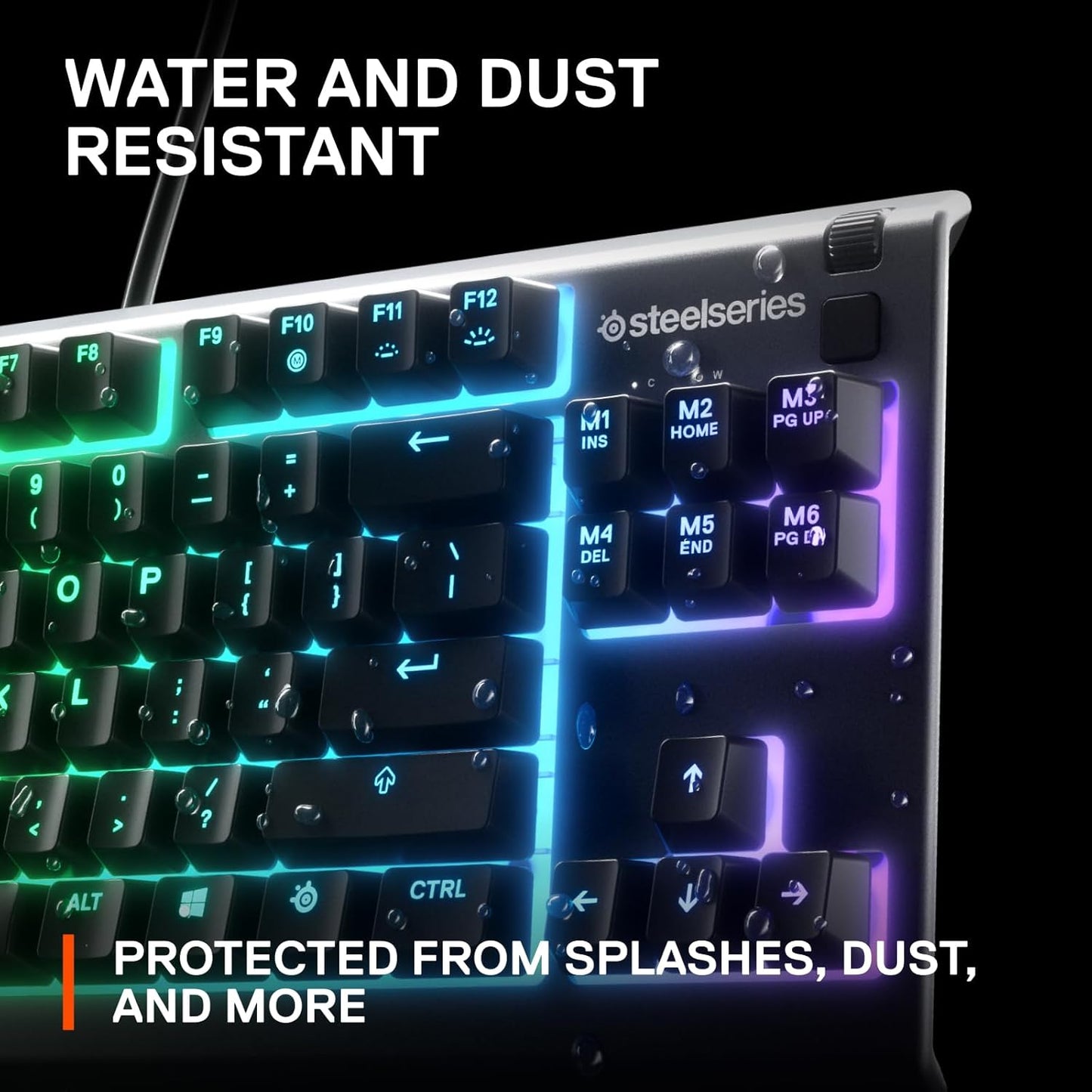 SteelSeries Apex 3 TKL RGB Gaming Keyboard – Tenkeyless, Quiet Switches, IP32 Water-Resistant